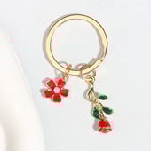 Breloc drăguț emailat 3D trandafir inel cheie plante brelocuri pentru femei fete accesoriu geantă bijuterii DIY Cadouri de Valentin