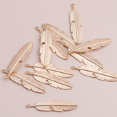 5 bucăți 15*57 mm de culoare aurie brelocuri cu pene mari Pandantive pentru cercei de bricolaj, coliere, fabricarea de aripi, brelocuri, accesorii de bijuterii