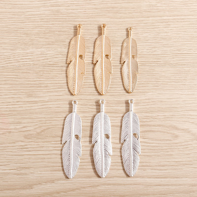 5 bucăți 15*57 mm de culoare aurie brelocuri cu pene mari Pandantive pentru cercei de bricolaj, coliere, fabricarea de aripi, brelocuri, accesorii de bijuterii