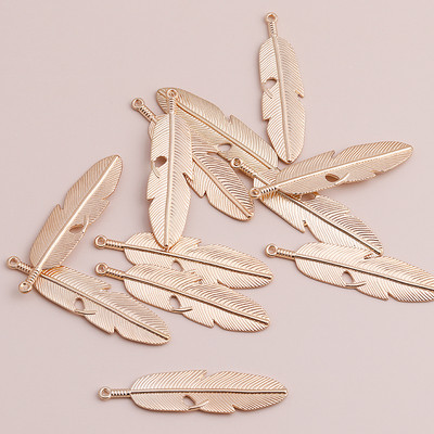 5 bucăți 15*57 mm de culoare aurie brelocuri cu pene mari Pandantive pentru cercei de bricolaj, coliere, fabricarea de aripi, brelocuri, accesorii de bijuterii