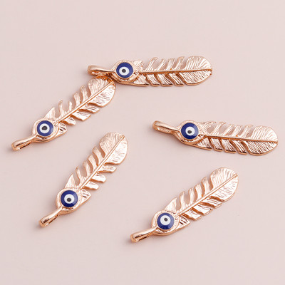 5 bucăți 15*57 mm de culoare aurie brelocuri cu pene mari Pandantive pentru cercei de bricolaj, coliere, fabricarea de aripi, brelocuri, accesorii de bijuterii