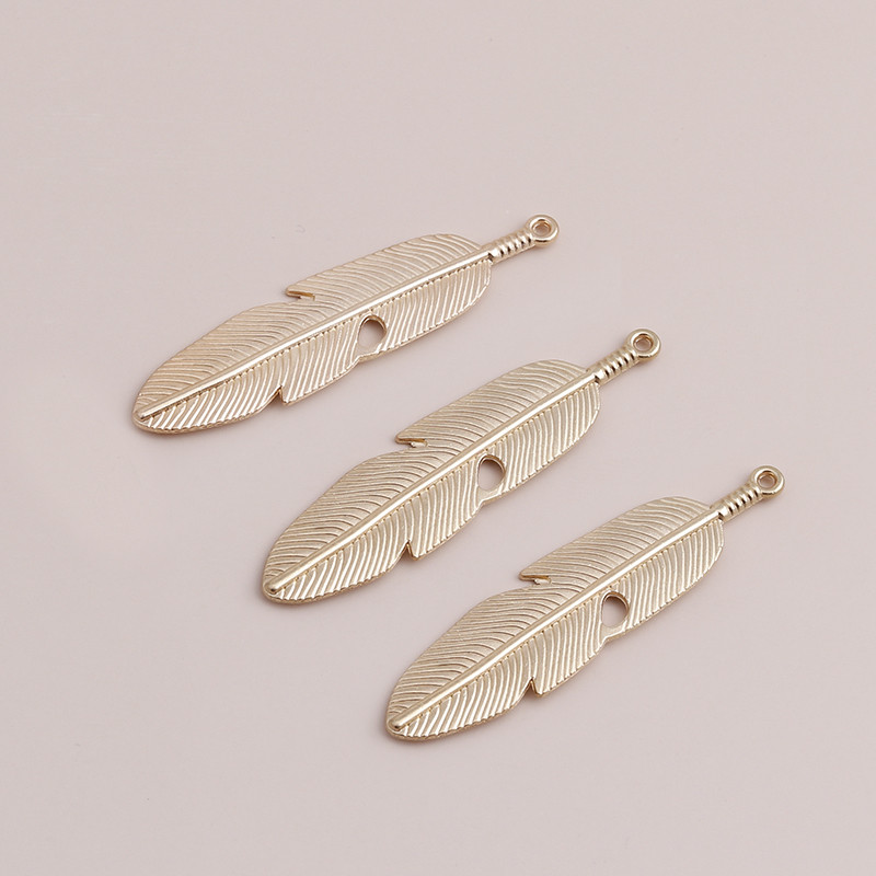 5 bucăți 15*57 mm de culoare aurie brelocuri cu pene mari Pandantive pentru cercei de bricolaj, coliere, fabricarea de aripi, brelocuri, accesorii de bijuterii
