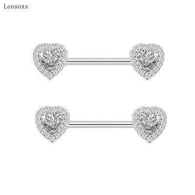 Leosoxs 2 bucăți bijuterii piercing cu inele de sân din oțel inoxidabil, în stil european și american, cu zircon