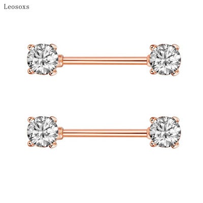 Leosoxs 2 bucăți bijuterii piercing cu inele de sân din oțel inoxidabil, în stil european și american, cu zircon