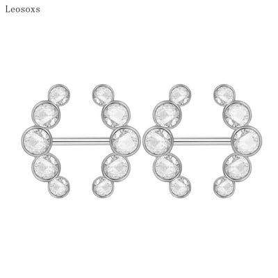 Leosoxs 2 bucăți bijuterii piercing cu inele de sân din oțel inoxidabil, în stil european și american, cu zircon