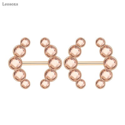 Leosoxs 2 bucăți bijuterii piercing cu inele de sân din oțel inoxidabil, în stil european și american, cu zircon
