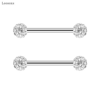 Leosoxs 2 bucăți bijuterii piercing cu inele de sân din oțel inoxidabil, în stil european și american, cu zircon