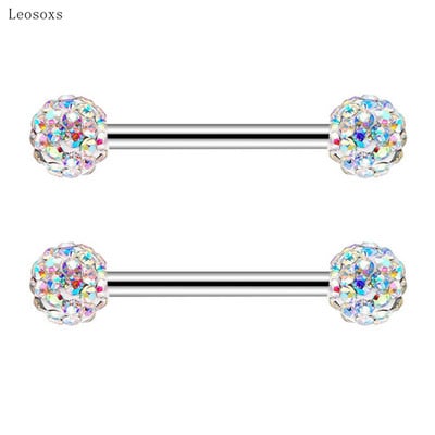 Leosoxs 2 bucăți bijuterii piercing cu inele de sân din oțel inoxidabil, în stil european și american, cu zircon