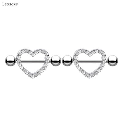 Leosoxs 2 bucăți bijuterii piercing cu inele de sân din oțel inoxidabil, în stil european și american, cu zircon