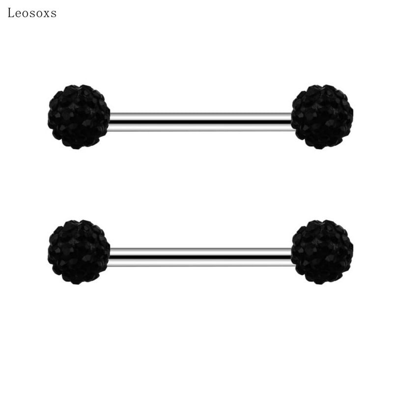 Leosoxs 2 bucăți bijuterii piercing cu inele de sân din oțel inoxidabil, în stil european și american, cu zircon
