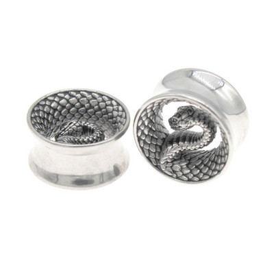 Leosoxs 1 pereche de dopuri de urechi de șarpe negru din oțel inoxidabil 8-25mm calibre pentru urechi Expander Piercing pentru ureche Bijuterii de modă Nou