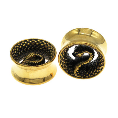 Leosoxs 1 pereche de dopuri de urechi de șarpe negru din oțel inoxidabil 8-25mm calibre pentru urechi Expander Piercing pentru ureche Bijuterii de modă Nou