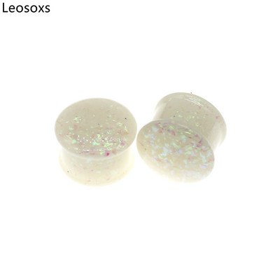 Leosoxs 1 pereche de dopuri pentru urechi cu flori, tuneluri, piercing pentru ureche, calibre de expansiune pentru cercei acrilic, bijuterii pentru piercing pentru corp dublu