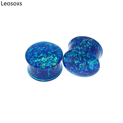 Leosoxs 1 pereche de dopuri pentru urechi cu flori, tuneluri, piercing pentru ureche, calibre de expansiune pentru cercei acrilic, bijuterii pentru piercing pentru corp dublu