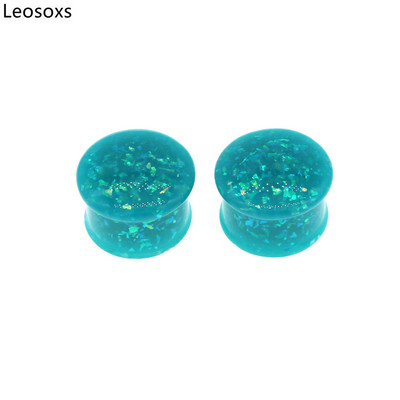 Leosoxs 1 pereche de dopuri pentru urechi cu flori, tuneluri, piercing pentru ureche, calibre de expansiune pentru cercei acrilic, bijuterii pentru piercing pentru corp dublu