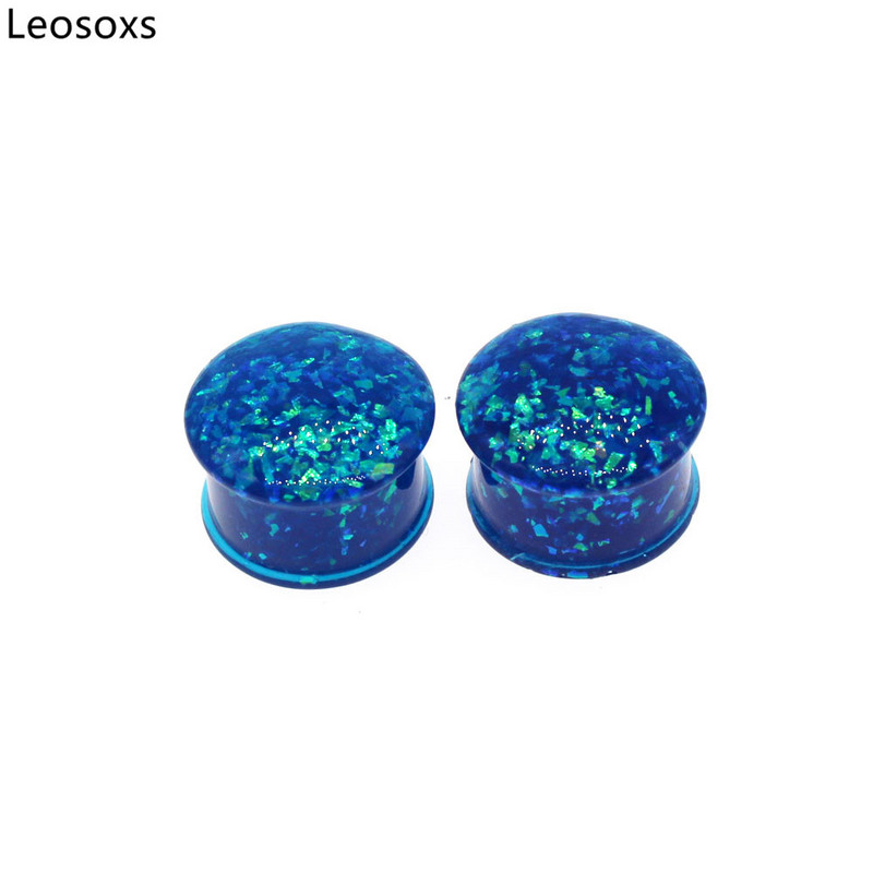 Leosoxs 1 pereche de dopuri pentru urechi cu flori, tuneluri, piercing pentru ureche, calibre de expansiune pentru cercei acrilic, bijuterii pentru piercing pentru corp dublu