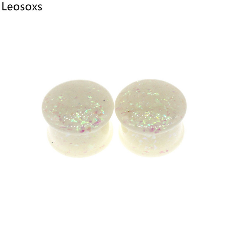 Leosoxs 1 pereche de dopuri pentru urechi cu flori, tuneluri, piercing pentru ureche, calibre de expansiune pentru cercei acrilic, bijuterii pentru piercing pentru corp dublu