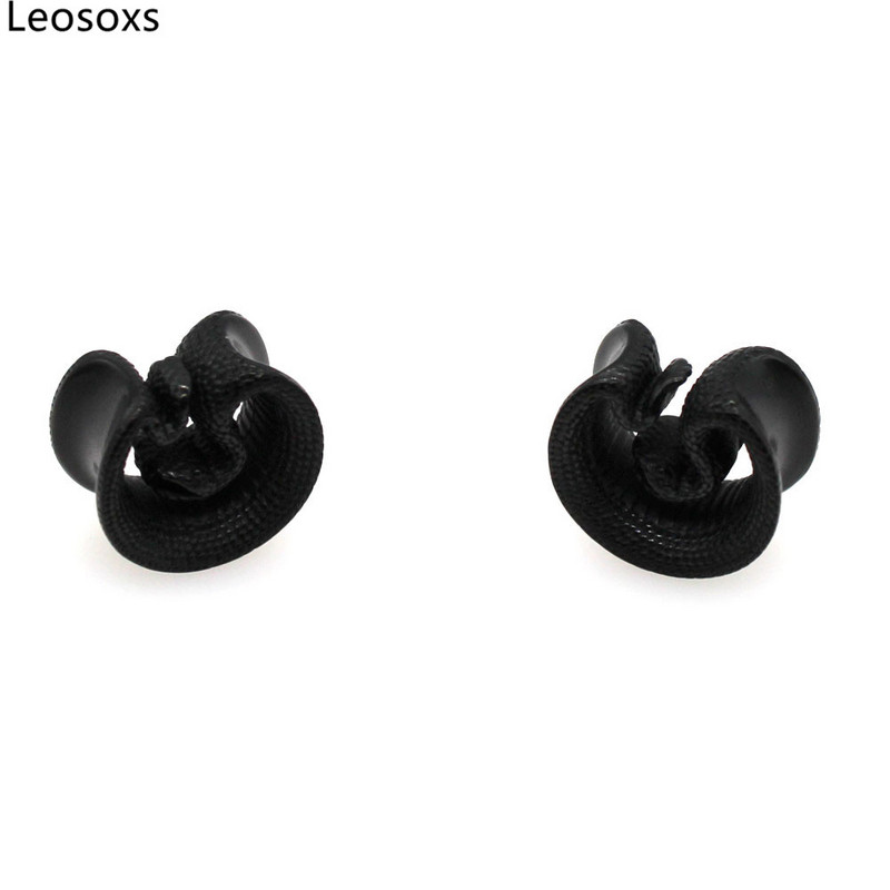 Leosoxs 1 pár rozsdamentes acél kígyó füldugók mérőeszközök bővítők alagutak testpiercing divat ékszerek női férfiaknak