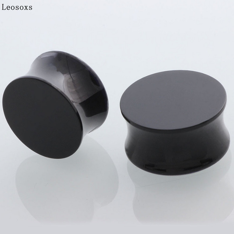 Leosoxs 2 buc/lot Acrilic Alb Cruce Hollow Dublu Flare Ureche Carne Tunel Plug Gauges Ureche Tunnel Expanders Bijuterii Piercing