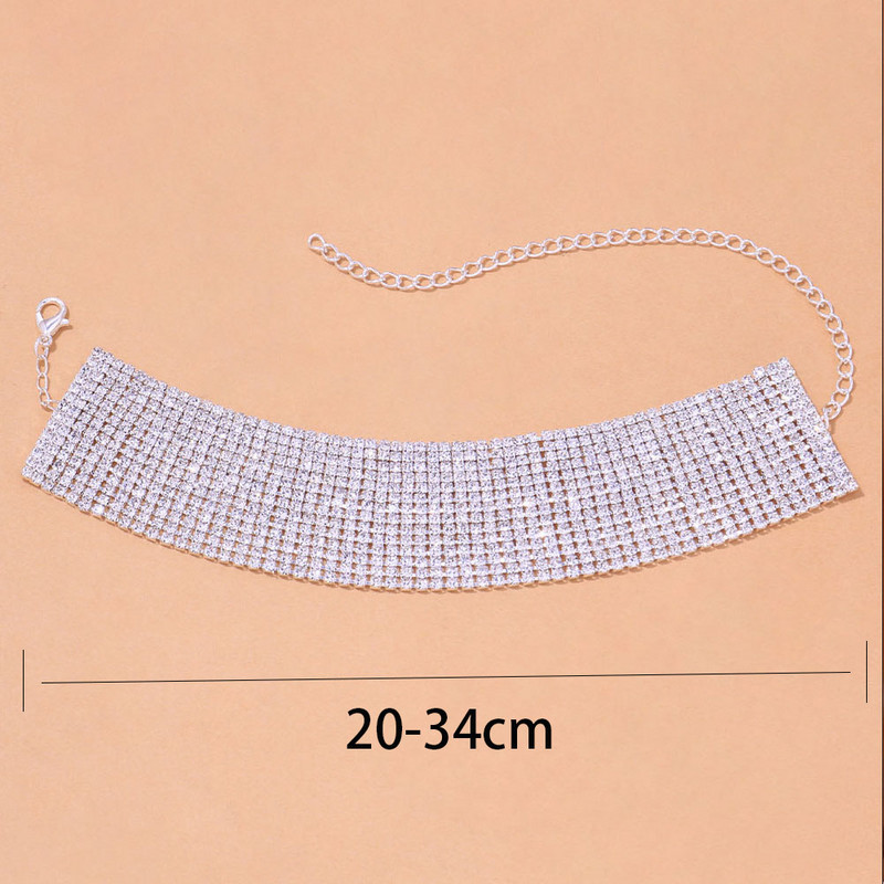 Brățări de gleznă cu strasuri simple, elastice, pentru femei, argint, lux, bijuterii pentru picioare, sandale desculțe, cadou de petrecere punk de mireasă