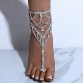 Stonefans Boho Strass cu mai multe straturi inimă deget de la picioare Brățări de gleznă Plajă femei Lanț de picior gleznă Sandale Accesorii de bijuterii