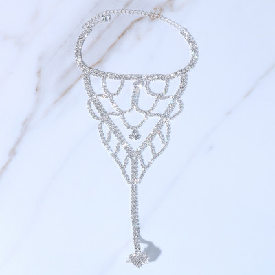 Stonefans Boho Strass cu mai multe straturi inimă deget de la picioare Brățări de gleznă Plajă femei Lanț de picior gleznă Sandale Accesorii de bijuterii