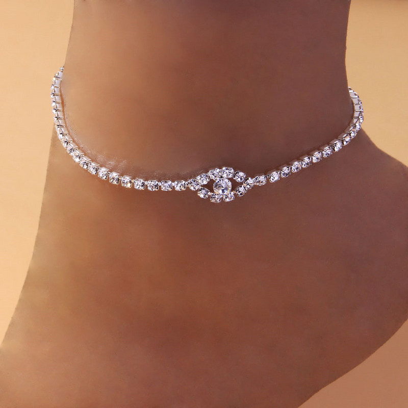 Stonefans INS Fashion Strass Evil Eye gleznă brățară picior vânzare cu ridicata vrac Boho tenis lanț glezna picior bijuterii pentru femei