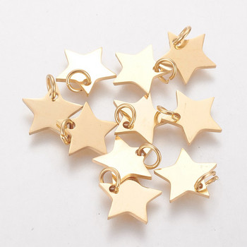 10 τμχ από ανοξείδωτο ατσάλι Small star μενταγιόν Flat Charms με ανοιχτό άλμα δαχτυλίδι για κολιέ βραχιόλι Σκουλαρίκι Dangle DIY Κατασκευή κοσμημάτων