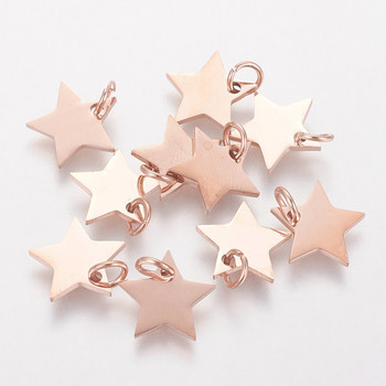 10 τμχ από ανοξείδωτο ατσάλι Small star μενταγιόν Flat Charms με ανοιχτό άλμα δαχτυλίδι για κολιέ βραχιόλι Σκουλαρίκι Dangle DIY Κατασκευή κοσμημάτων