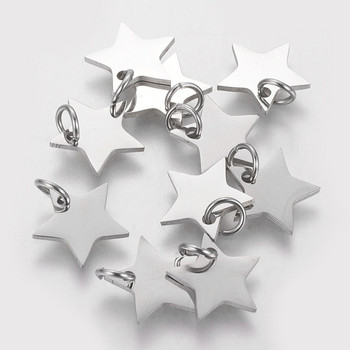 10 τμχ από ανοξείδωτο ατσάλι Small star μενταγιόν Flat Charms με ανοιχτό άλμα δαχτυλίδι για κολιέ βραχιόλι Σκουλαρίκι Dangle DIY Κατασκευή κοσμημάτων