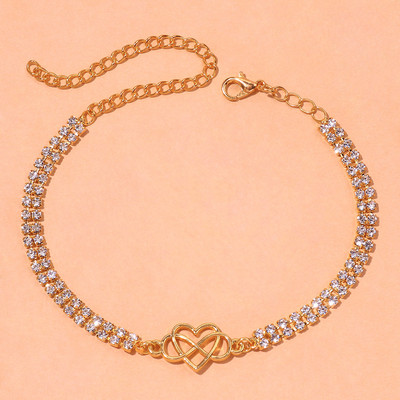 Stonefans Fashion Plajă Cristal Creative Inimă gleznă pentru femei Goth Strass Lanț de tenis Brățară de gleznă Bijuterii