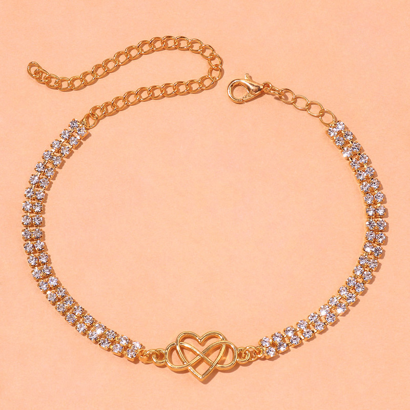 Stonefans Fashion Plajă Cristal Creative Inimă gleznă pentru femei Goth Strass Lanț de tenis Brățară de gleznă Bijuterii