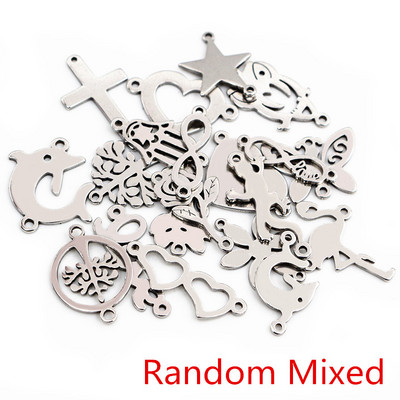 20 bucle duble din oțel inoxidabil 316, fără decolorare, stea, copac, inimă, farmece drăguțe, pandantiv, descoperiri de bijuterii pentru colier, brățară