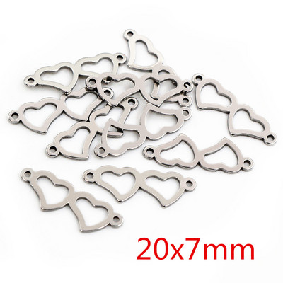 20 bucle duble din oțel inoxidabil 316, fără decolorare, stea, copac, inimă, farmece drăguțe, pandantiv, descoperiri de bijuterii pentru colier, brățară