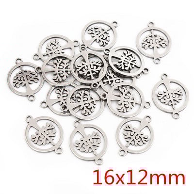 20 bucle duble din oțel inoxidabil 316, fără decolorare, stea, copac, inimă, farmece drăguțe, pandantiv, descoperiri de bijuterii pentru colier, brățară