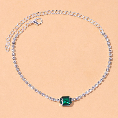 Stonefans Boho roz verde pătrat cristal gleznă lanț pentru femei vară stras strălucitor gleznă gleznă pe picior bijuterii de plajă