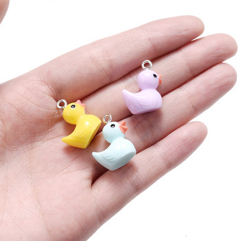 10 τμχ Duck Resin Charms Cute Animal Mixed Color Charms for Jewelry Making Βραχιόλι Σκουλαρίκια Κολιέ Κρεμαστό προμήθειες