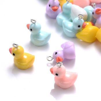 10 τμχ Duck Resin Charms Cute Animal Mixed Color Charms for Jewelry Making Βραχιόλι Σκουλαρίκια Κολιέ Κρεμαστό προμήθειες