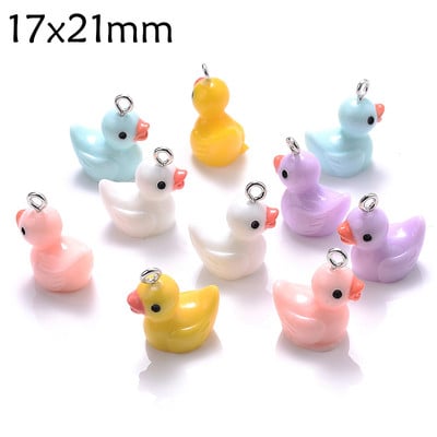 10 bucăți brelocuri din rășină de rață brelocuri cu animale drăguțe de culori amestecate pentru fabricarea de bijuterii, brățări, cercei, colier, pandantiv