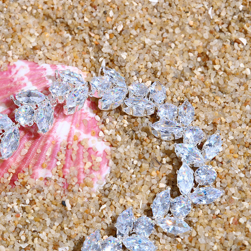 Stonefans luxus köbös cirkónia bokalánc levél alakú lábékszer nőknek nyári strand mezítlábas bokalánc karkötő lábláncon