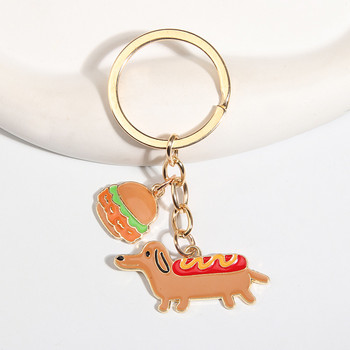 Χαριτωμένο μπρελόκ με σμάλτο χάμπουργκερ Hot Dog Μπρελόκ Τροφίμων Μπρελόκ Δώρα Αναμνηστικά για Γυναίκες Ανδρικά Κλειδιά Cay Χειροποίητα κοσμήματα DIY