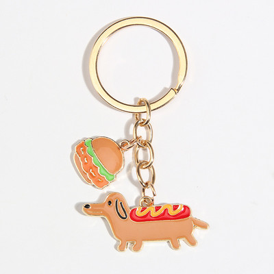 Mīlīgs emaljas atslēgu piekariņš Hamburger Hot Dog atslēgu piekariņš Ēdiens Atslēgu piekariņi Suvenīru dāvanas sievietēm Vīriešiem Cay Keys DIY roku darbs rotaslietas