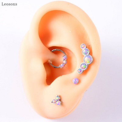 Leosoxs 4 buc. Set multifuncțional de vânzare la cald Opal violet în formă de T Inel pentru nas Ureche Știfturi Cercei pentru buze Bijuterii piercing