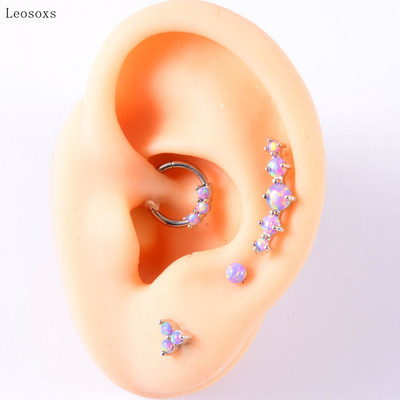 Leosoxs 4 buc. Set multifuncțional de vânzare la cald Opal violet în formă de T Inel pentru nas Ureche Știfturi Cercei pentru buze Bijuterii piercing