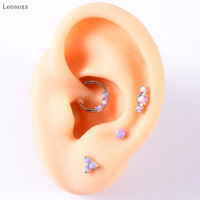 Leosoxs 4 buc. Set multifuncțional de vânzare la cald Opal violet în formă de T Inel pentru nas Ureche Știfturi Cercei pentru buze Bijuterii piercing