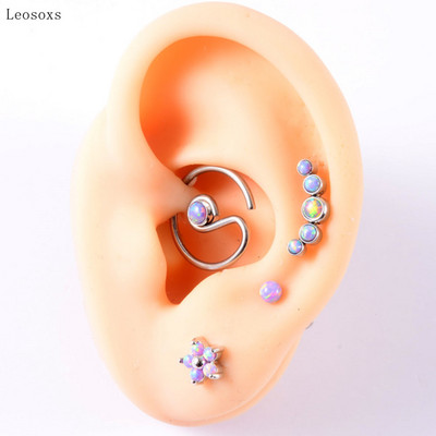 Leosoxs 4 buc. Set multifuncțional de vânzare la cald Opal violet în formă de T Inel pentru nas Ureche Știfturi Cercei pentru buze Bijuterii piercing