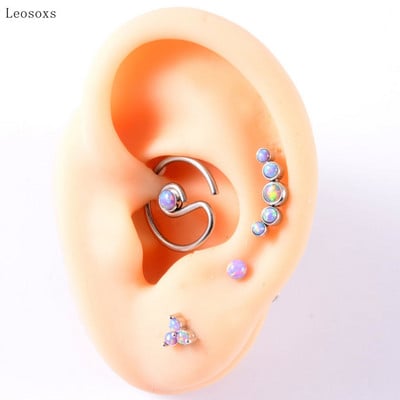 Leosoxs 4 buc. Set multifuncțional de vânzare la cald Opal violet în formă de T Inel pentru nas Ureche Știfturi Cercei pentru buze Bijuterii piercing
