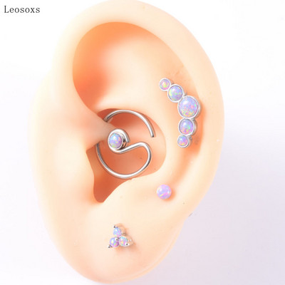 Leosoxs 4 buc. Set multifuncțional de vânzare la cald Opal violet în formă de T Inel pentru nas Ureche Știfturi Cercei pentru buze Bijuterii piercing