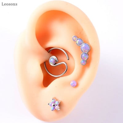 Leosoxs 4 buc. Set multifuncțional de vânzare la cald Opal violet în formă de T Inel pentru nas Ureche Știfturi Cercei pentru buze Bijuterii piercing