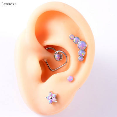 Leosoxs 4 buc. Set multifuncțional de vânzare la cald Opal violet în formă de T Inel pentru nas Ureche Știfturi Cercei pentru buze Bijuterii piercing